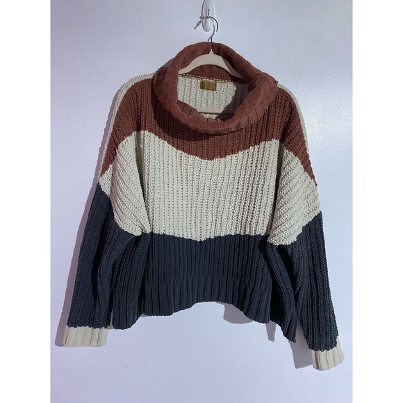 POL Sweater Large Chenille Colorblock Oversized Boxy Lagenlook Soft Cozy NWOT - Picture 1 of 11